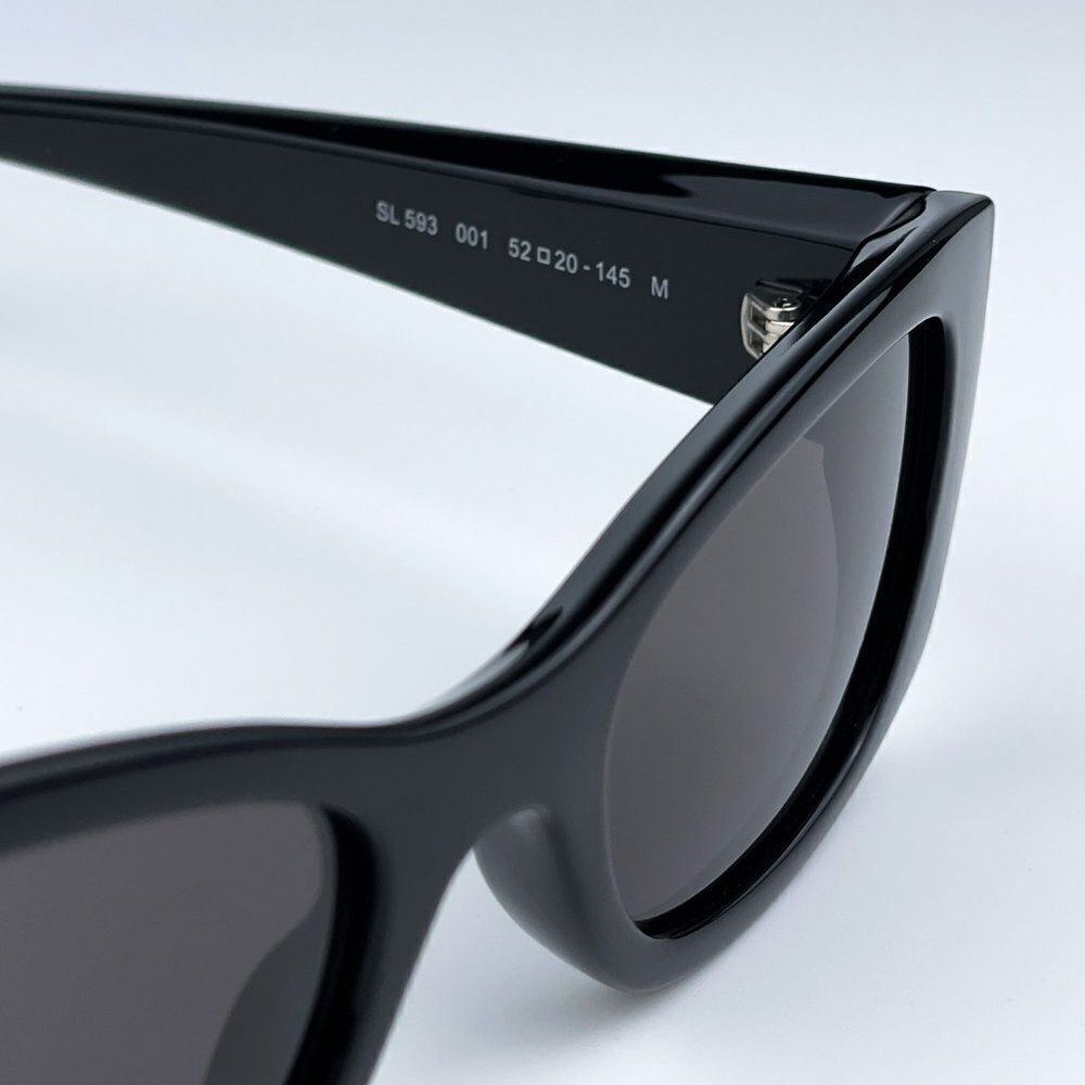 NEW Saint Laurent SL593 001 Black Square Unisex Sunglasses - Picture 10 of 11